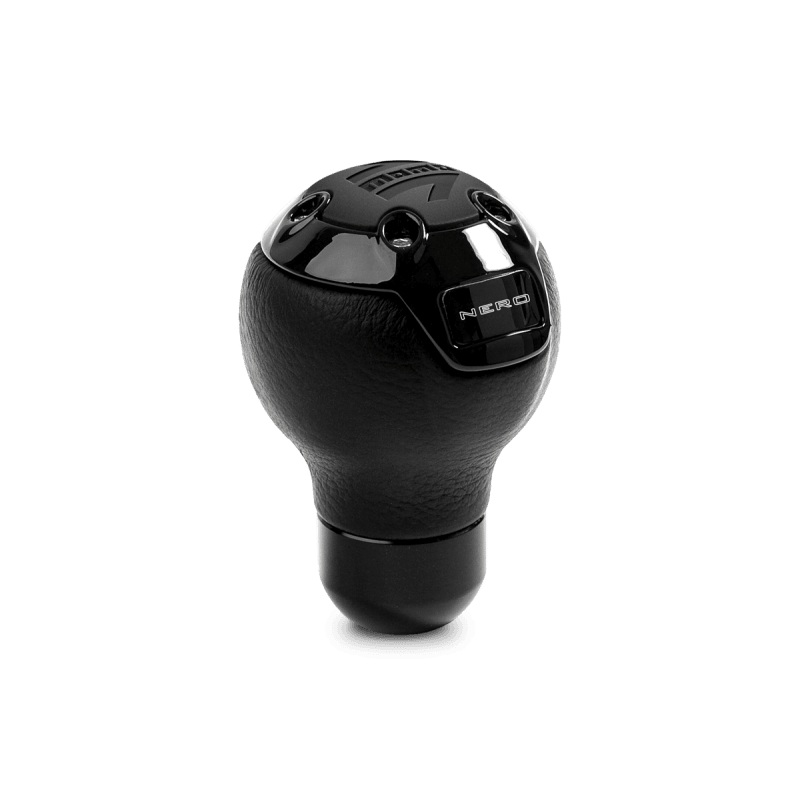 Momo Nero Shift Knob – Tall Black Leather, Black Chrome Insert