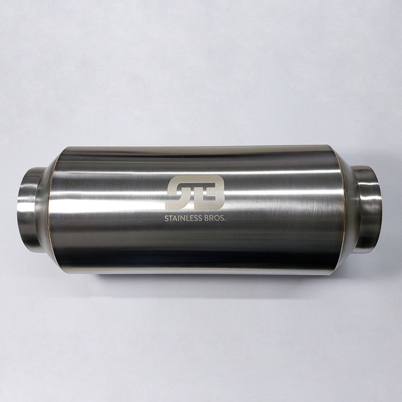 Stainless Bros 2.50in x 17in OAL Lightweight Muffler – Matte Finish