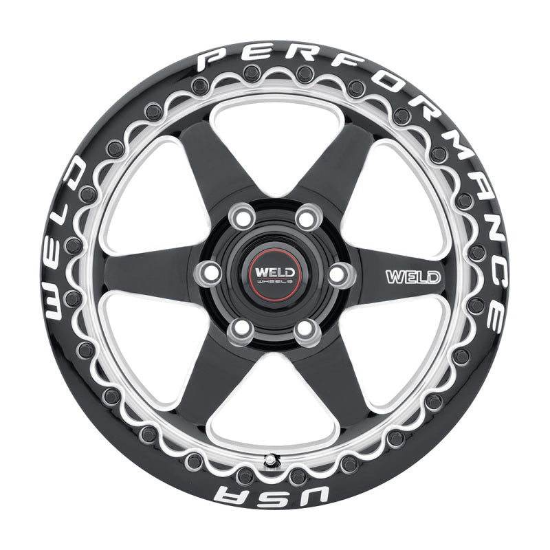 Weld S904 15×12 Ventura Beadlock 5×114.3 ET28 BS7.6 Gloss BLK MIL DIA 78.1