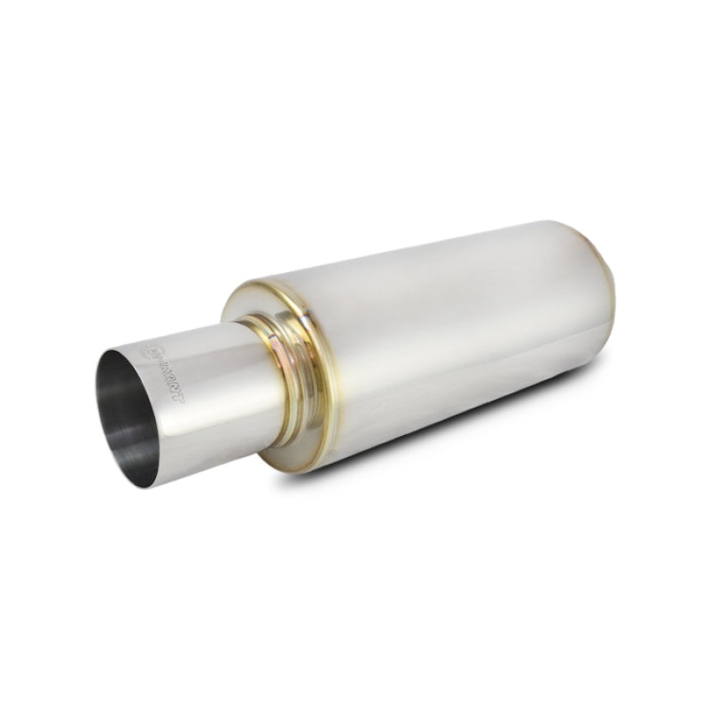 Vibrant TPV Turbo Round Muffler (23in Long) with 4in Round Tip Straight Cut – 3in inlet I.D.