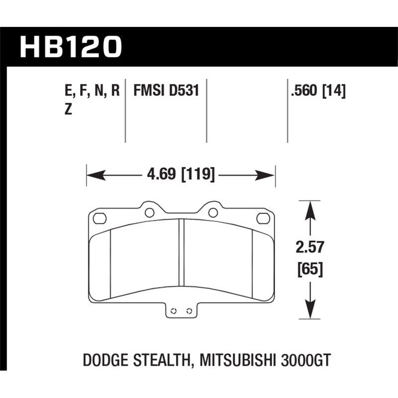 Hawk Mitsubishi 3000 GT VR4/ Dodge Stealth R/T 4WD Performance Ceramic Street Front Brake Pads