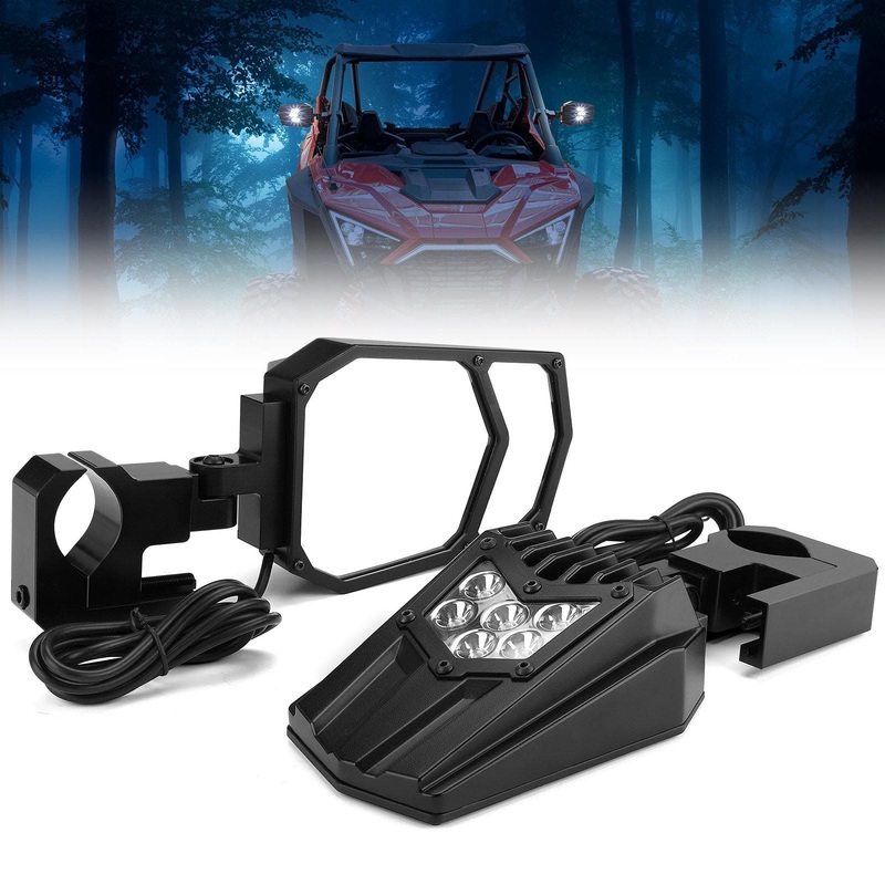 UTV Side Mirrors with light fit 1.5″ – 2″ Roll Bar by Kemimoto