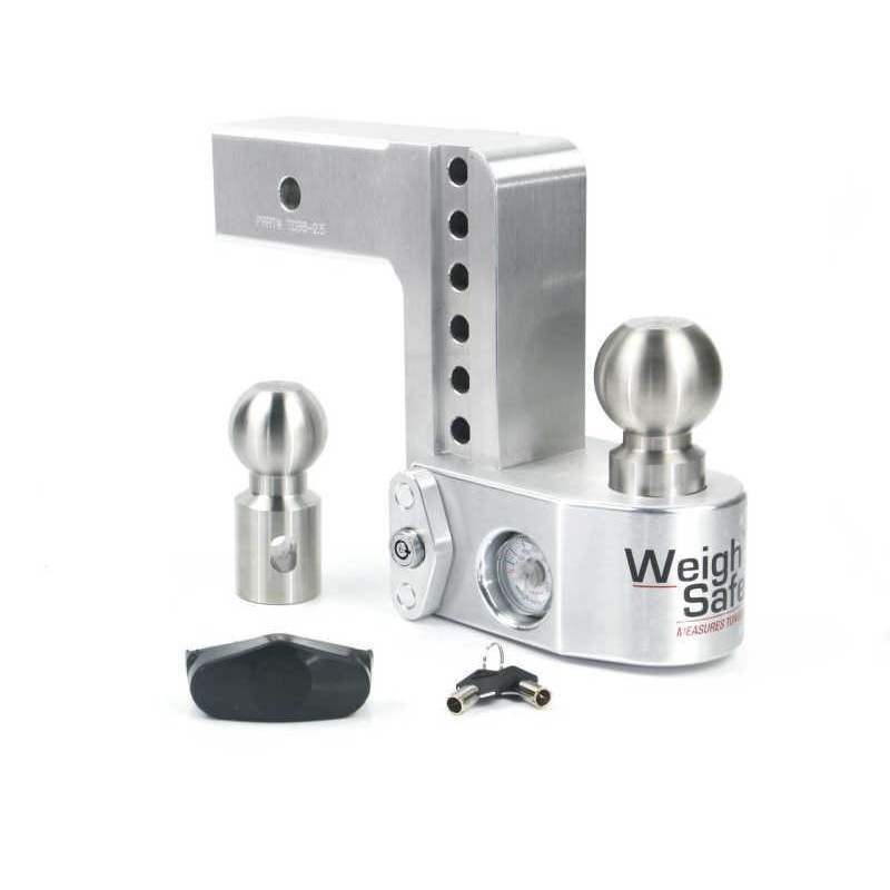Weigh Safe 6in Drop Hitch w/Built-in Scale & 2.5in Shank (10K/18.5K GTWR) – Aluminum