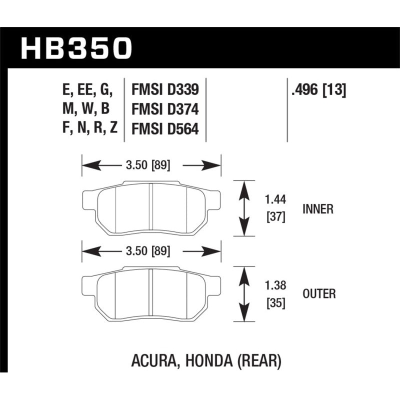 Hawk 1990-1993 Acura Integra GS HPS 5.0 Rear Brake Pads