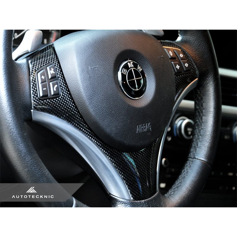 AutoTecknic Carbon Fiber Steering Wheel Trim – E90/ E92/ E93 3-Series/ E82 1-Series with Sport Package