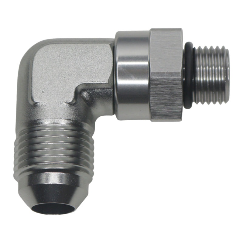 DeatschWerks 6AN ORB Male Swivel to 8AN Male Flare 90-Degree – Anodized Titanium
