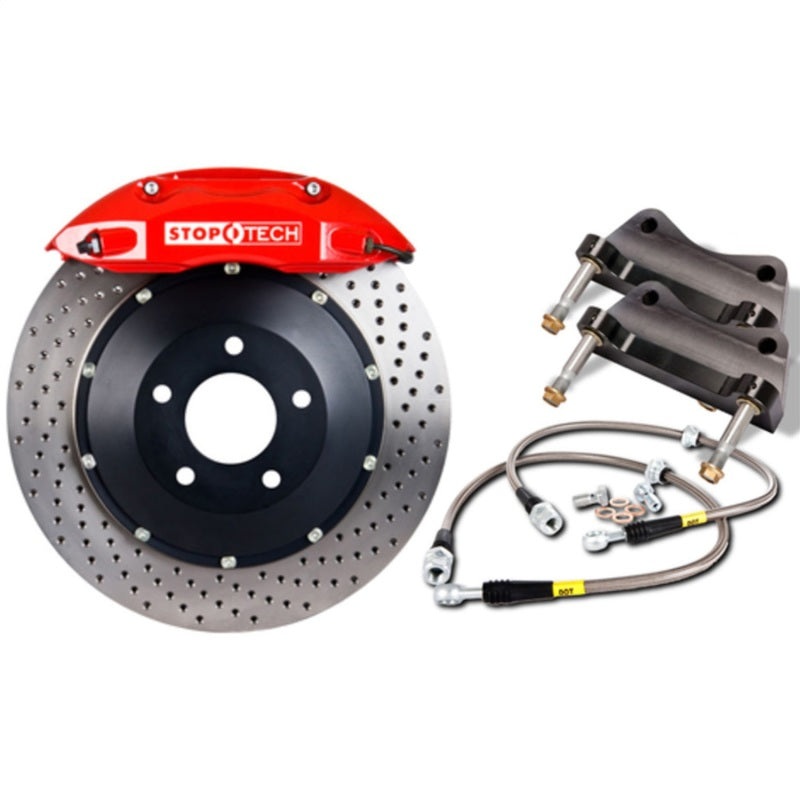 StopTech BBK 01-07 BMW M3 (E46) Front w/ Red ST-60 Calipers 355×32 Drilled Rotors Pads and SS Lines