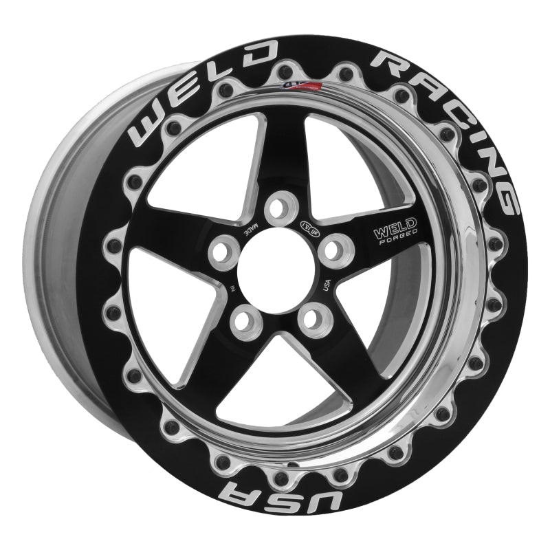 Weld S71 15×11.33 / 5×4.75 BP / 7.5in. BS Black Wheel (Medium Pad) – Black Single Beadlock MT
