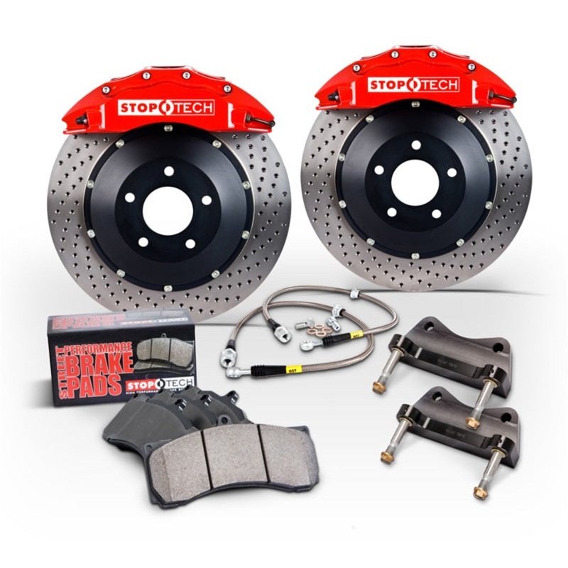 StopTech 15 Audi S3 / 15 VW Golf R Front BBK w/ Trophy ST-40 Caliper Zinc Drilled 355X32 2pc Rotor