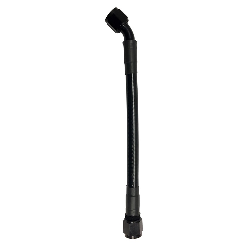 Fragola -10AN Ext Black PTFE Hose Assembly Straight x 45 Degree 16in