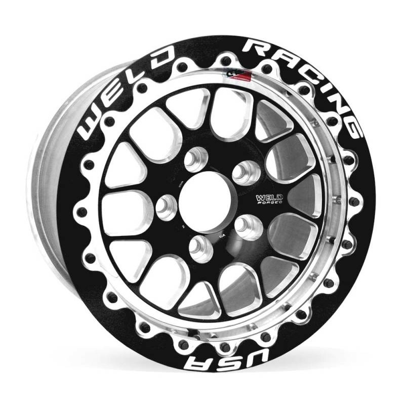 Weld S77 15×9.33 / 5×4.5 BP / 5.5in. BS Black Wheel (Medium Pad) – Black Single Beadlock MT