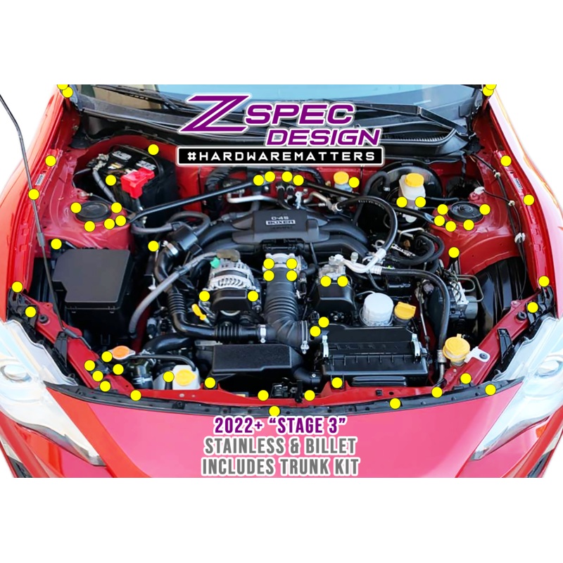 ZSPEC “Stage 3” Dress Up Bolts Stainless/Billet Fastener Kit | 2013-2021 Subaru BRZ/Scion FR-S/Toyota 86 (00843612137616)
