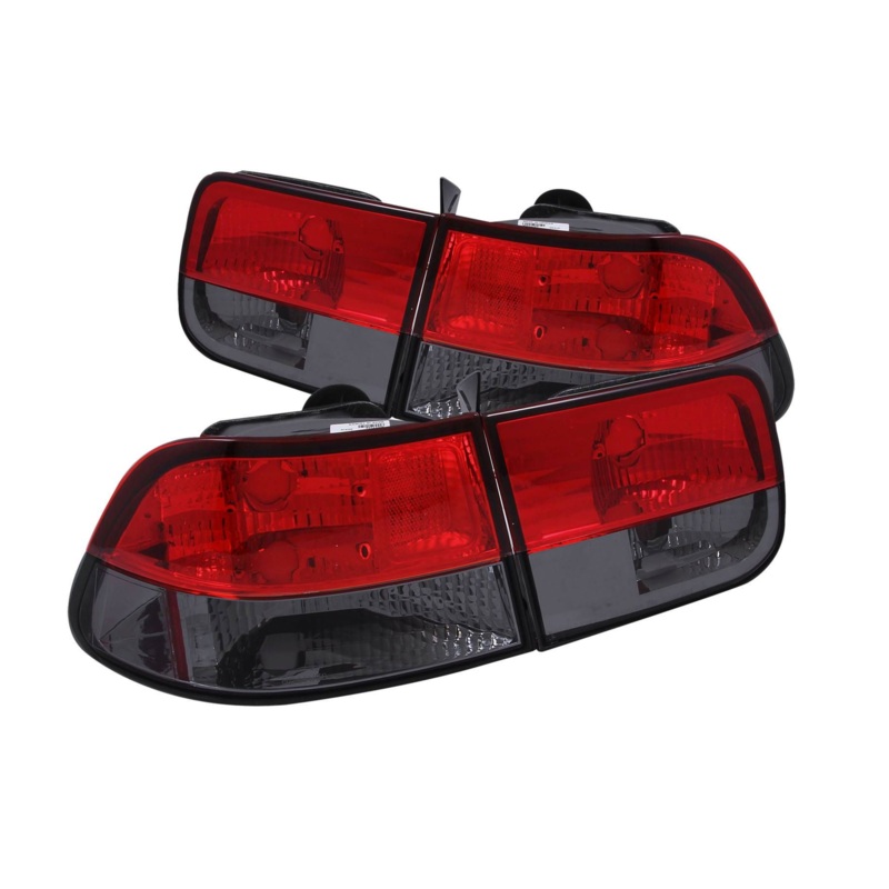 Anzo 1996-2000 Honda Civic 2DR Tail Lights Chrome Red/Smoke 2PC
