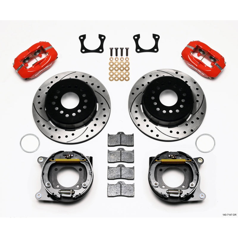 Wilwood Forged Dynalite P/S Park Brake Kit Drilled Red 58-64 Olds/Pontiac Ends