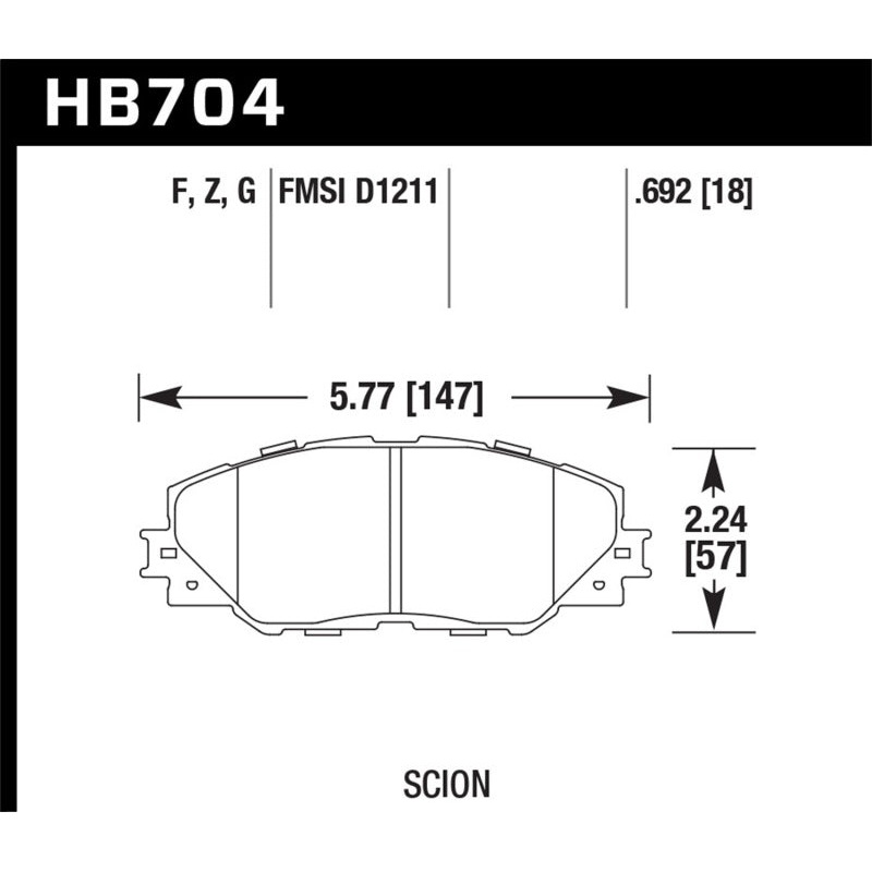 Hawk 06-09 Toyota RAV4 / 10-13 Toyota Matrix Performance Ceramic Front Brake Pads