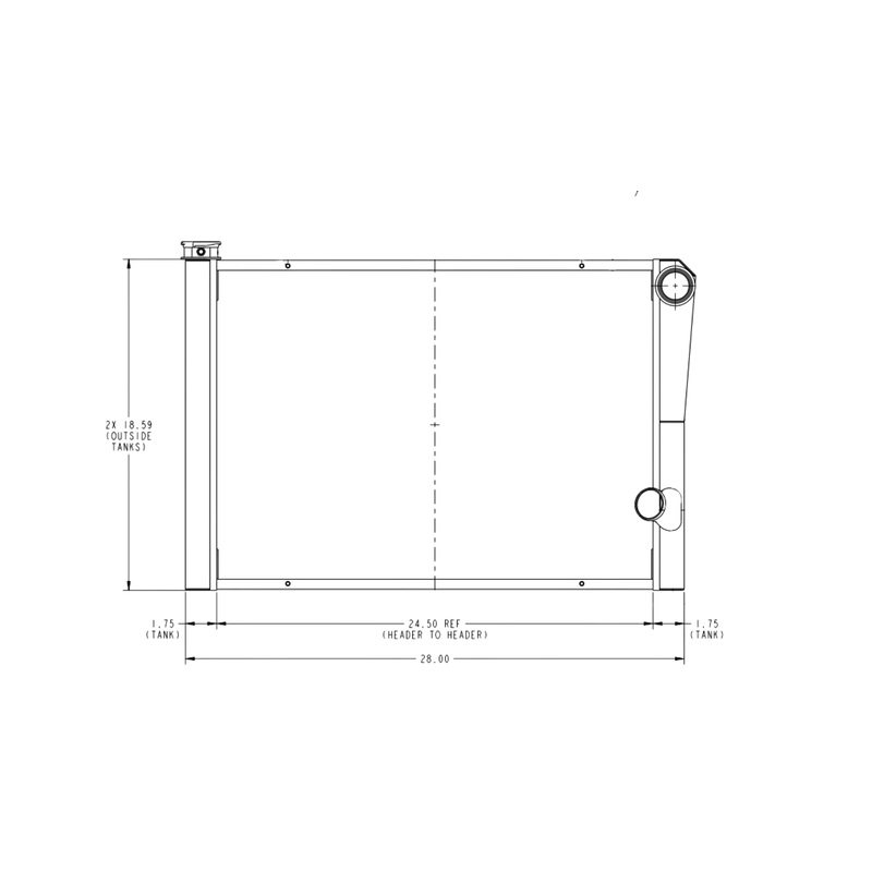 PWR – 55mm Universal Performance Radiator (PWR Open 28 x 19) -20 AN Port Inlet, 1-3/4 High Outlet