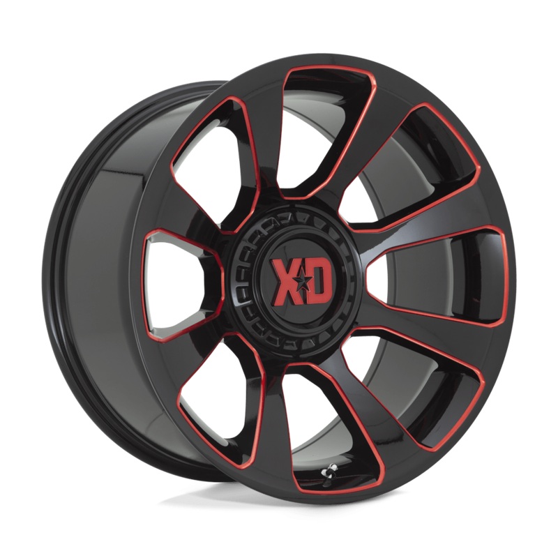XD Wheels XD854 Reactor 20″ 5×127/5×139.7 Gloss Black Milled With Red Tint