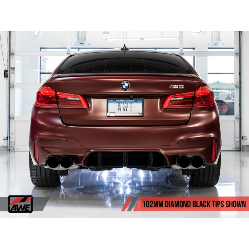 AWE Tuning 18-19 BMW M5 (F90) 4.4T AWD Cat-back Exhaust – Track Edition (Diamond Black Tips)