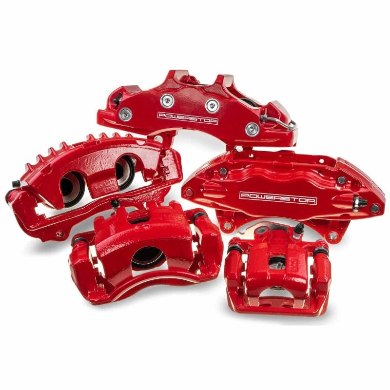 Power Stop Front S4968A Pair of High-Temp Red Powder Coated Calipers