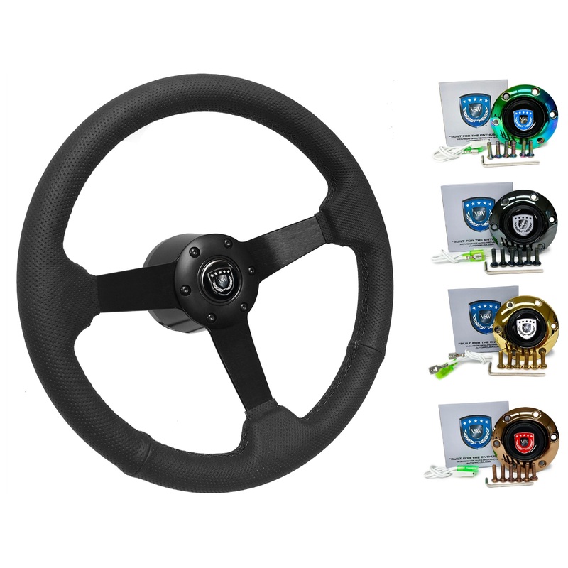 1985-88 BMW 528e Steering Wheel Kit | Perforated Black Leather | ST3602BLK