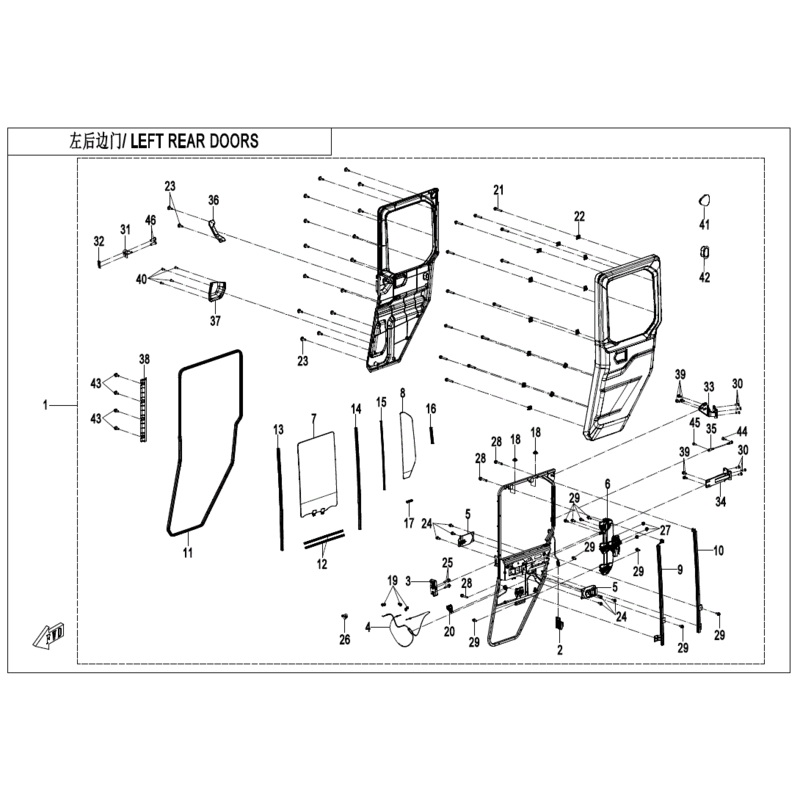 Rear Door Window Glass Rear Vert Seal LH by CF Moto