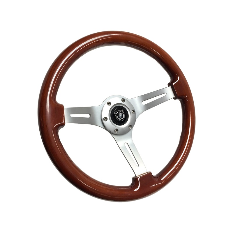VSW S6 Sport Steering Wheel | Mahogany Wood, Brushed Aluminum | ST3027S