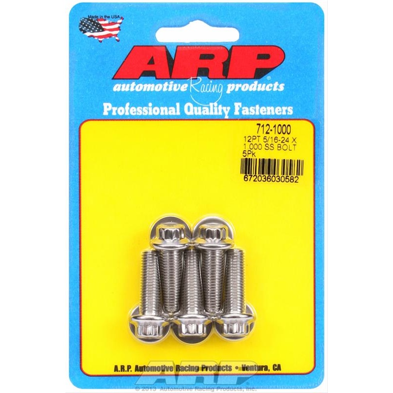 ARP 5/16in-24 x 1.000 12pt SS Bolts (5/pkg)