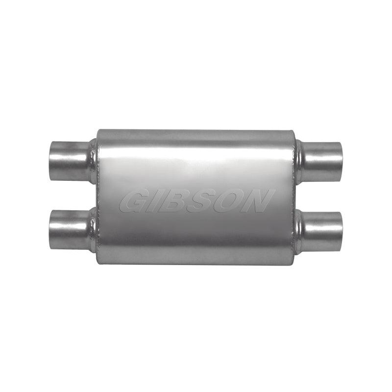 Gibson CFT Superflow Dual/Dual Oval Muffler – 4x9x18in/2.5in Inlet/2.5in Outlet – Stainless