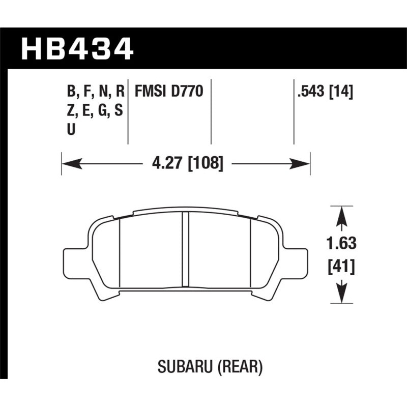 Hawk 2004-2006 Subaru Baja Sport HPS 5.0 Rear Brake Pads