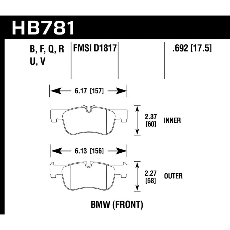 Hawk 12-15 BMW 118i HPS 5.0 Front Brake Pads