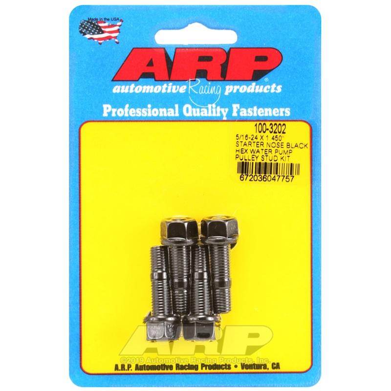 ARP 5/16-24 X 1.450 Starter Nose Black Hex Water Pump Pulley Stud Kit