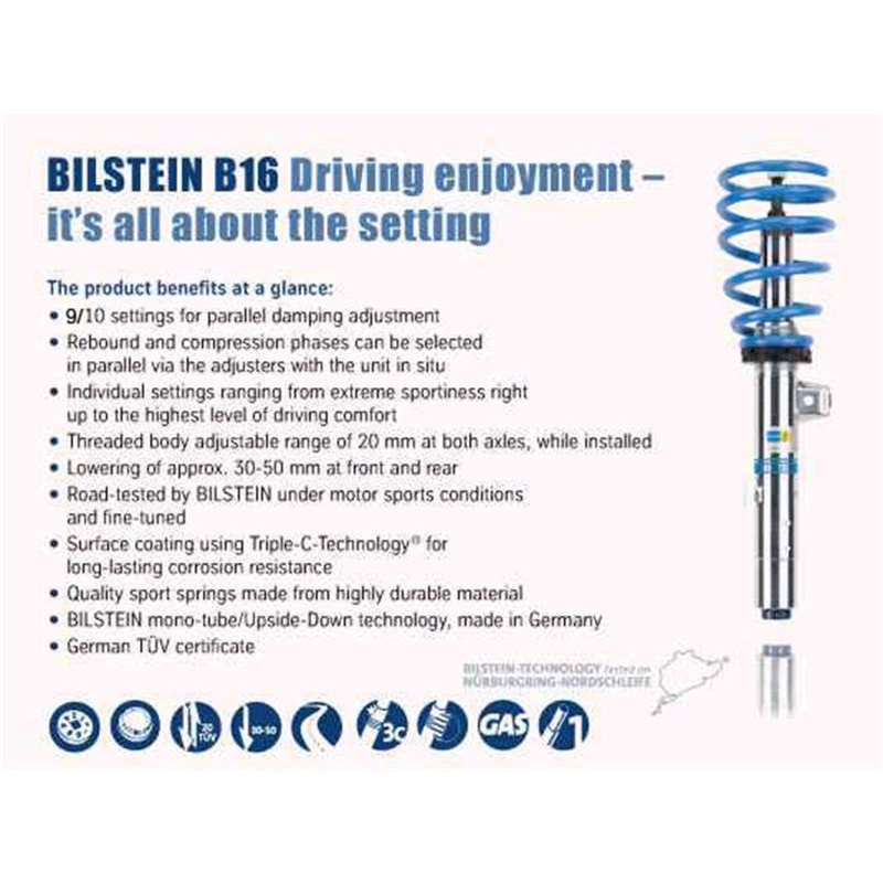 Bilstein B16 (PSS10) 12-13 BMW 328i 2.0L & 3.0L/335i 3.0L Front & Rear Performance Suspension System