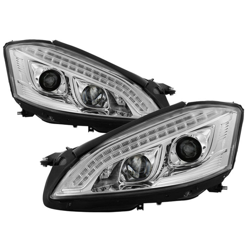 2007-2009 Mercedes S Class W221 Projector Headlights -DRL/LED – Chrome