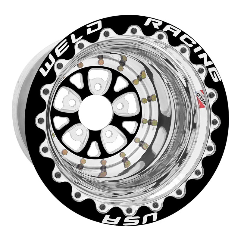 Weld V-Series 15×13 / 5×4.75 BP / 4in. BS Black Wheel – Black Double Beadlock MT