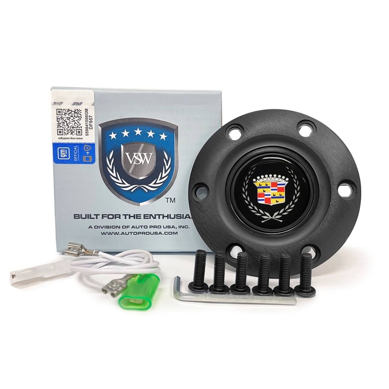 VSW S6 | Cadillac Crest & Wreath Emblem | Black Horn Button | STE1016BLK