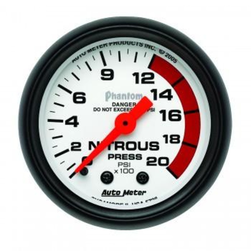 Autometer Phantom Series 2-1/16” Nitrous Pressure 0-2000 PSI Gauge (5728)