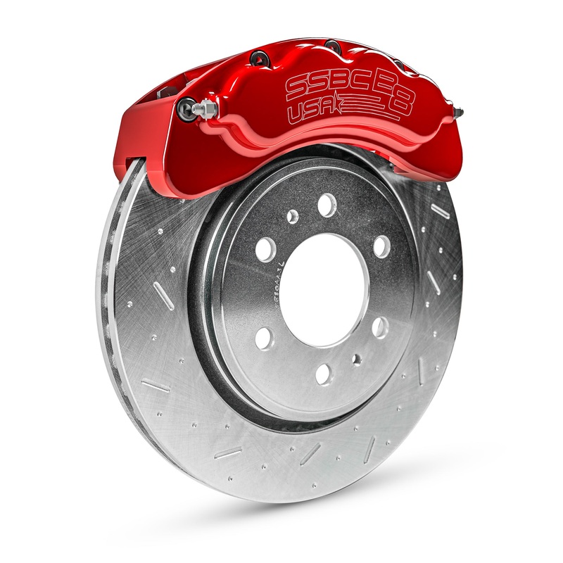 American Made B8-Brawler 8 Piston Direct Fit Front Caliper Disc Brake Kit W/DS Rotors. Red A414-30R -DS
