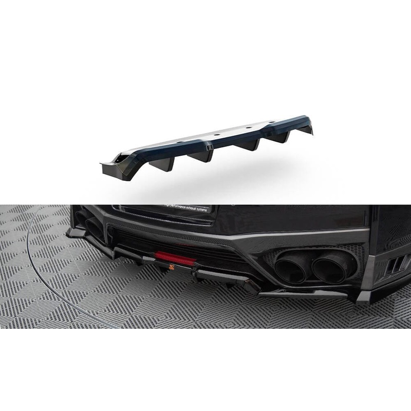 Maxton Design Central Rear Splitter – (With Vertical Bars) Nissan GTR R35 Facelift