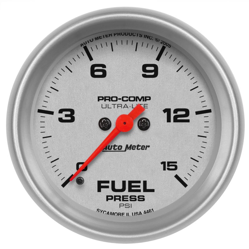 Autometer Ultra-Lite 2-5/8in 15psi Fuel Pressure Gauge Digital Stepper Motor Universal | 4461