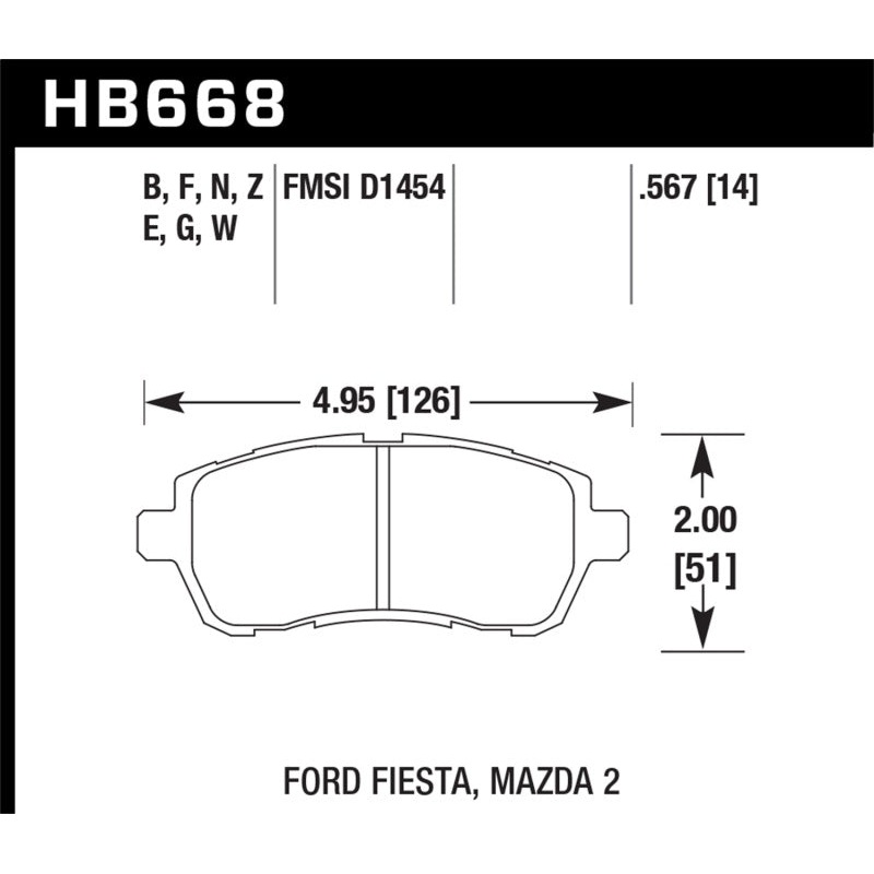 Hawk 11 Ford Fiesta S/SE/SL Performance Ceramic Front Street Brake Pads