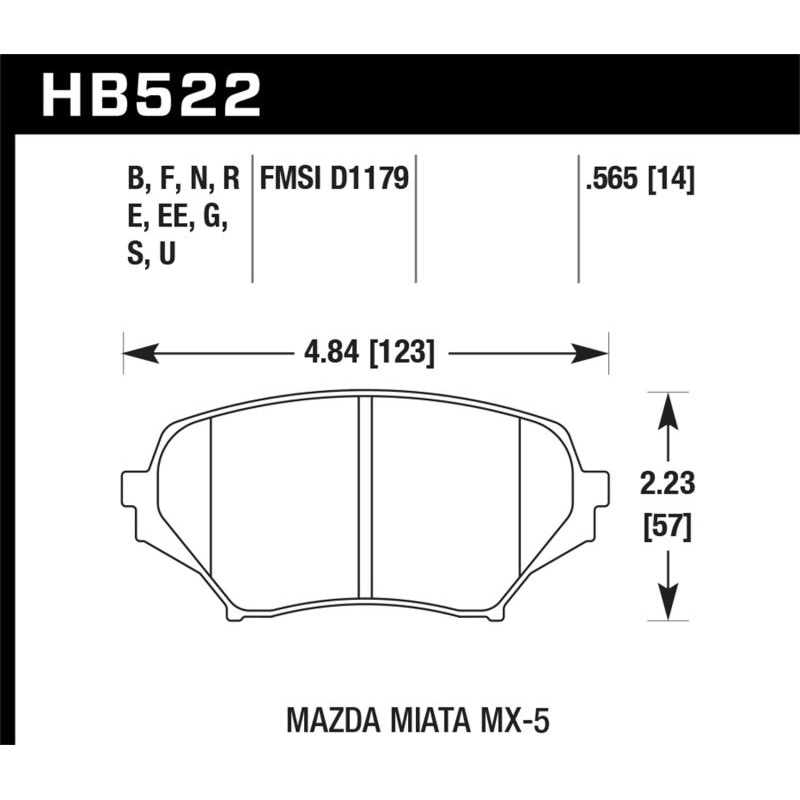 Hawk 2006-2006 Mazda MX-5 Miata Club Spec HPS 5.0 Front Brake Pads