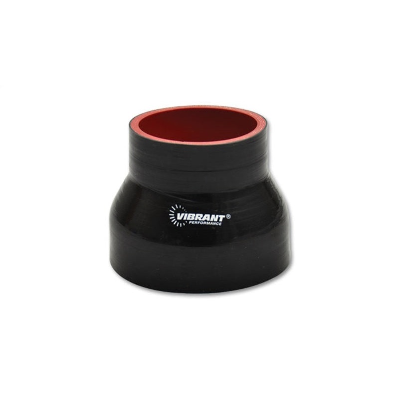 Vibrant 4 Ply Reinforced Silicone Transition Connector – 3in I.D. x 3.5in I.D. x 3in long (BLACK)