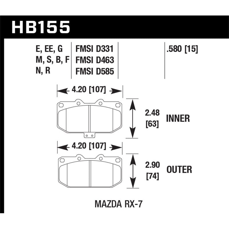 Hawk 93-95 Mazda RX-7 HP+ Street Front Brake Pads