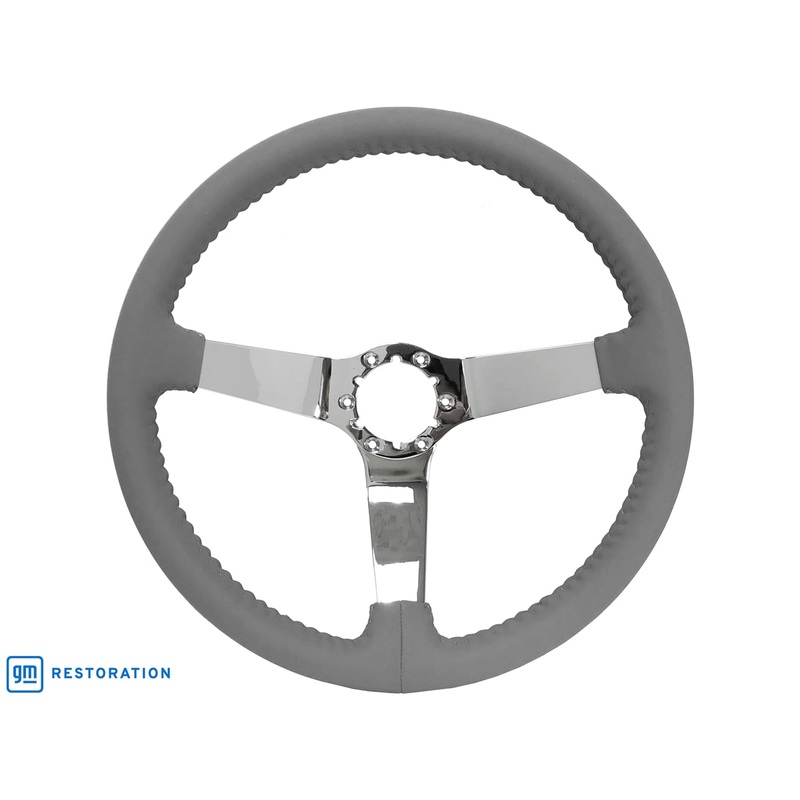 S6 Step Series Gray Leather Chrome Steering Wheel | ST3040GRY