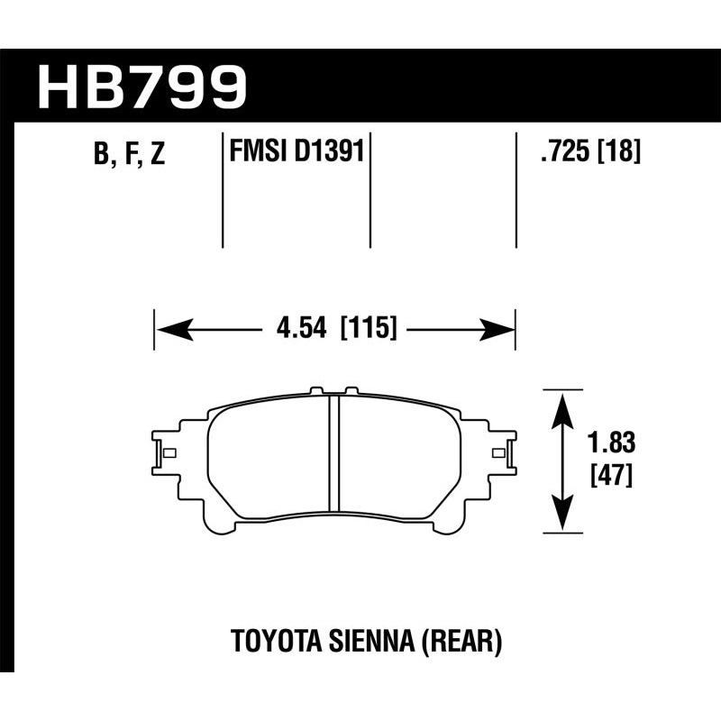 Hawk 14-16 Toyota Highlander Performance Ceramic Street Rear Brake Pads