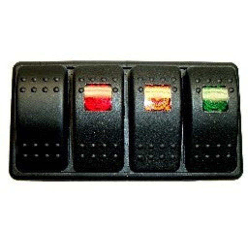 4 Switch Panel – 12V-20A rocker sw. w/mom+3color-R-A-G
