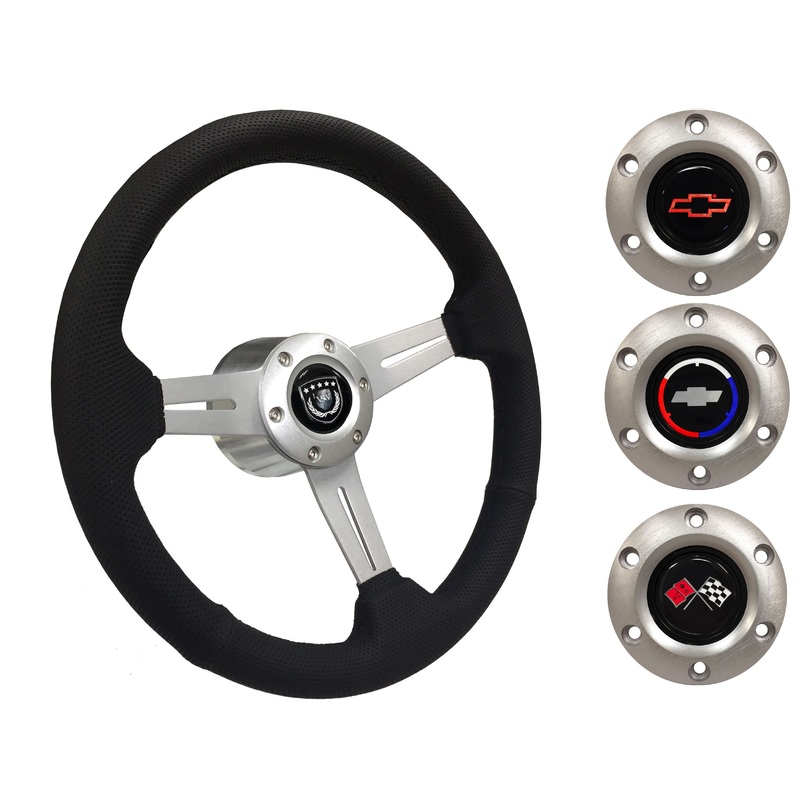 1969-87 El Camino Steering Wheel Kit | Perforated Leather | ST3587BLK-BLK