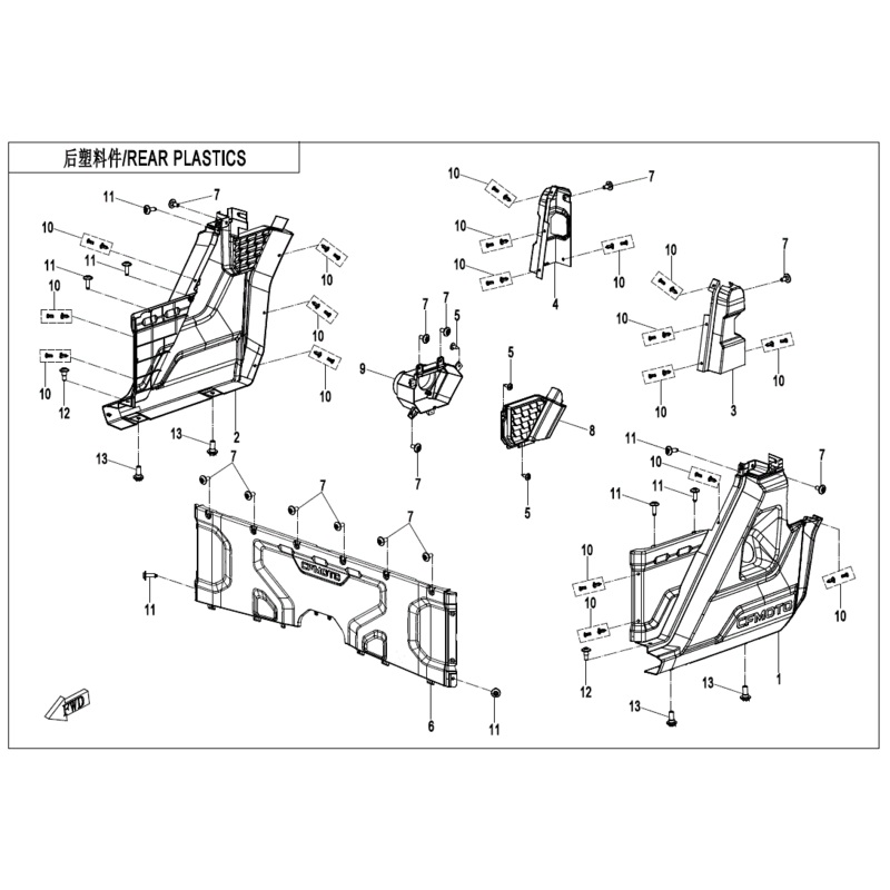 Rear Upper LH Panel by CF Moto