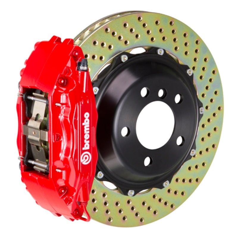 Brembo 04-17 WRX STi Front GT BBK 4 Piston Cast 2pc 355×32 2pc Rotor Drilled-Red | 1B1.8048A2