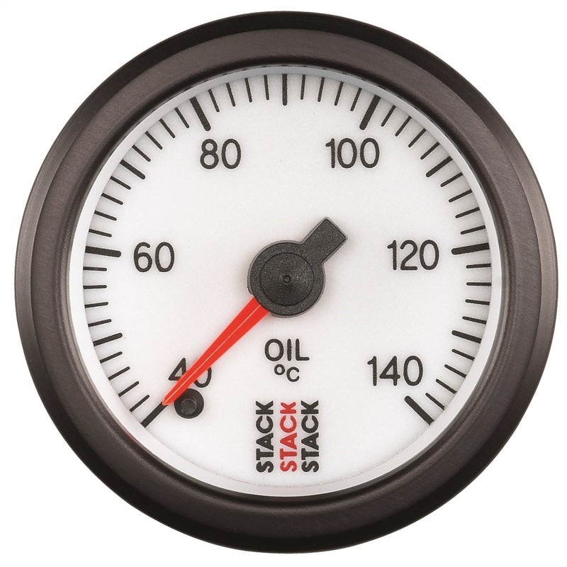 Autometer Stack 52mm 40-140 Deg C 1/8in NPTF Male Pro Stepper Motor Oil Temp Gauge – White